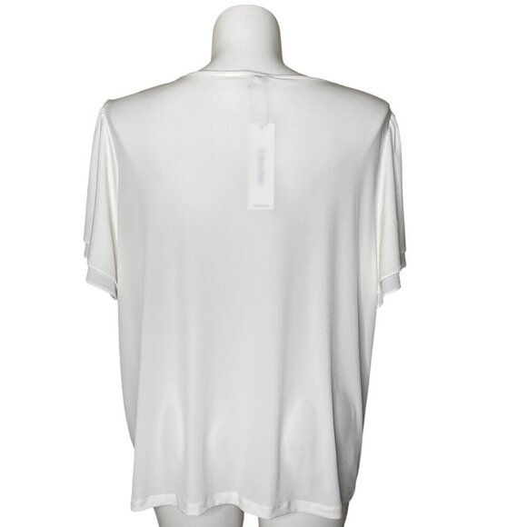 Calvin Klein Short Flutter Sleeve Top, NWT $64 V-Neckline Women's Size 2X - Picture 4 of 9